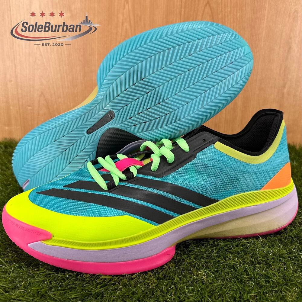 adidas Adizero Select 3.0 Lucid Pink Preloved Lime Basketball JR8281 Mens Sz 12